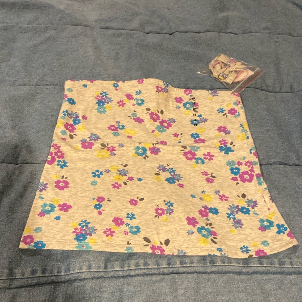 New NWT Justice tank top removable straps gray flowers size 12 girls